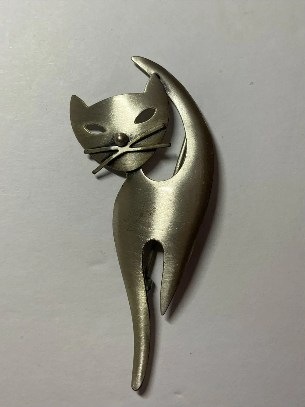 Vintage Danecraft Signed 925 Sterling Silver Cat Brooch